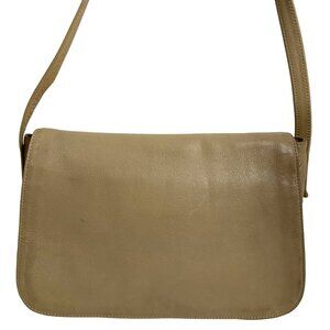 80s LEVIS LEATHERS Levi Strauss Taupe Genuine Leather Front Flap Shoulder Bag